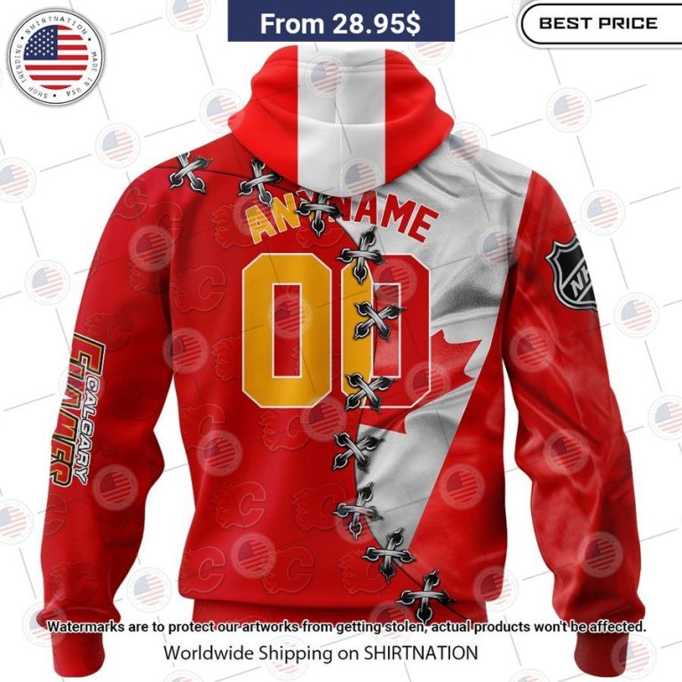 HOT Calgary Flames Mix Canada Flag Hoodie Heroine