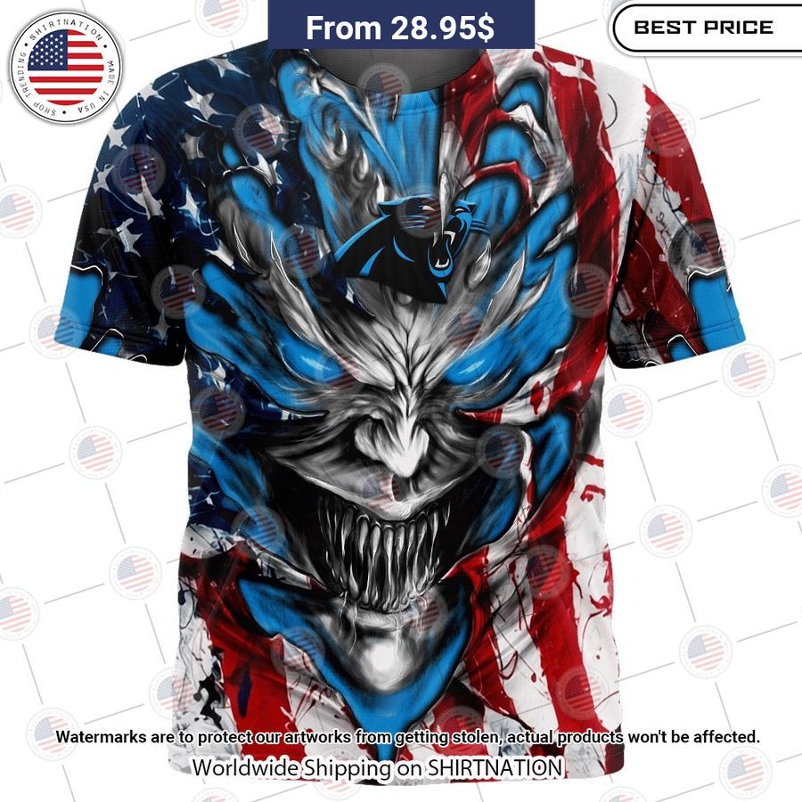 HOT Carolina Panthers Demon Face US Flag Shirt Best click of yours