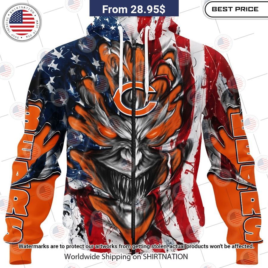 HOT Chicago Bears Demon Face US Flag Shirt You look different and cute
