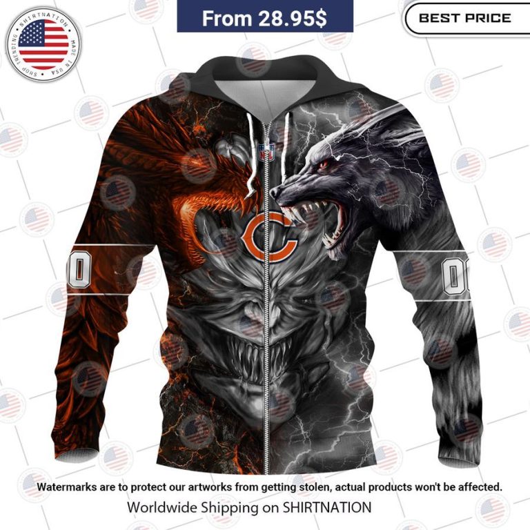 HOT Chicago Bears Demon Face Wolf Dragon Shirt Loving, dare I say?