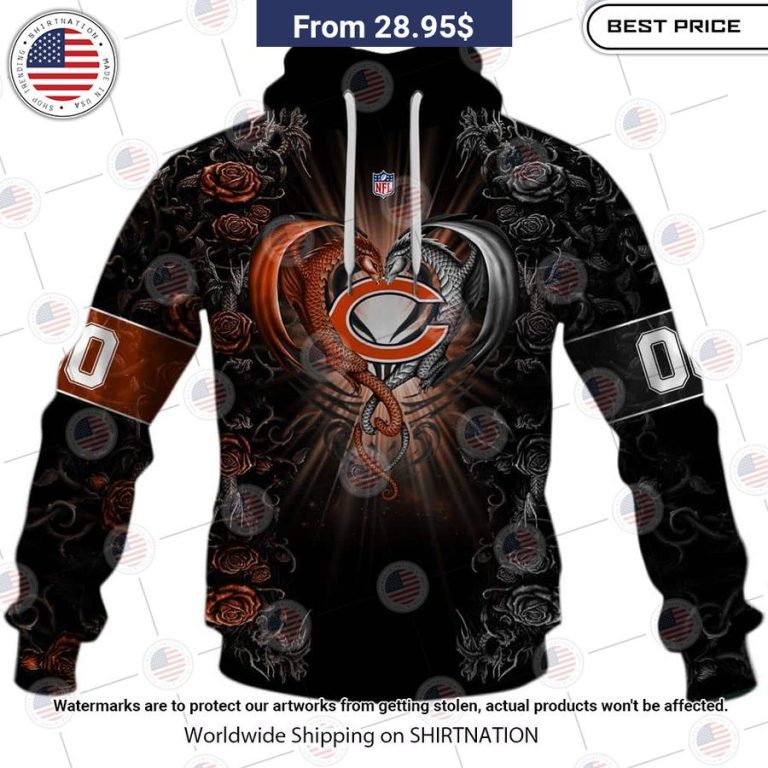 HOT Chicago Bears Dragon Rose Shirt I like your dress, it is amazing