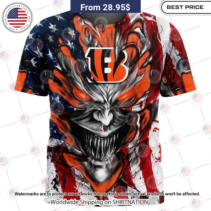 HOT Cincinnati Bengals Demon Face US Flag Shirt You look fresh in nature