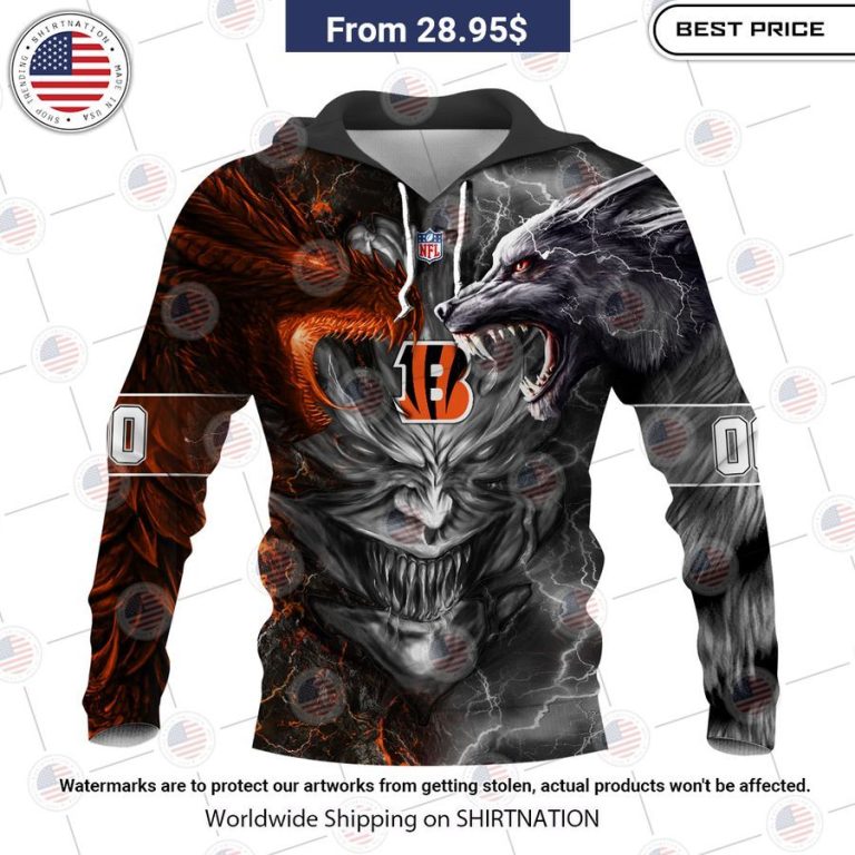 HOT Cincinnati Bengals Demon Face Wolf Dragon Shirt Wow! This is gracious