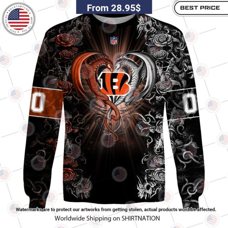 HOT Cincinnati Bengals Dragon Rose Shirt Gang of rockstars