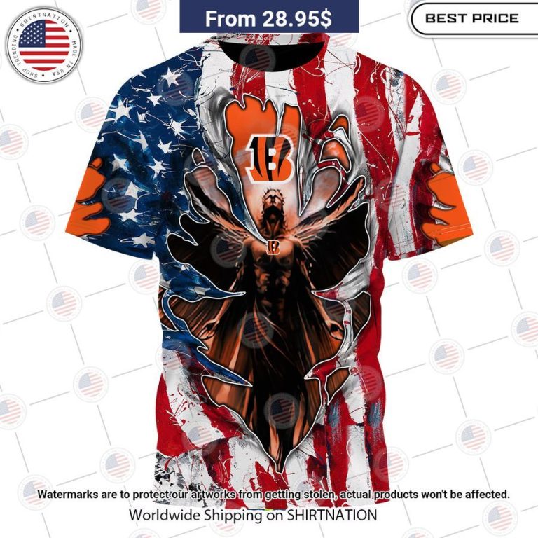 HOT Cincinnati Bengals US Flag Angel Shirt Such a charming picture.