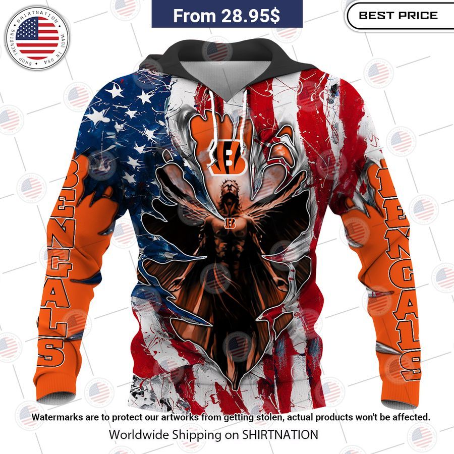 HOT Cincinnati Bengals US Flag Angel Shirt I am in love with your dress
