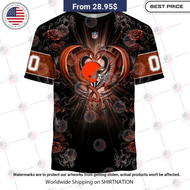 HOT Cleveland Browns Dragon Rose Shirt Our hard working soul