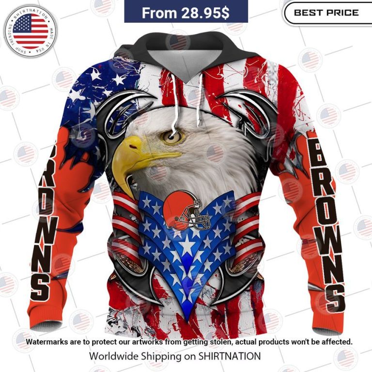 HOT Cleveland Browns US Flag Eagle Shirt Radiant and glowing Pic dear