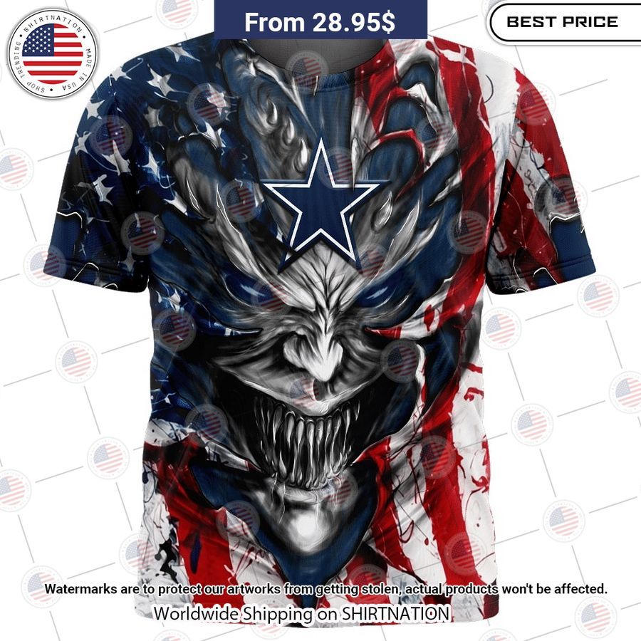 HOT Dallas Cowboys Demon Face US Flag Shirt Have you joined a gymnasium?