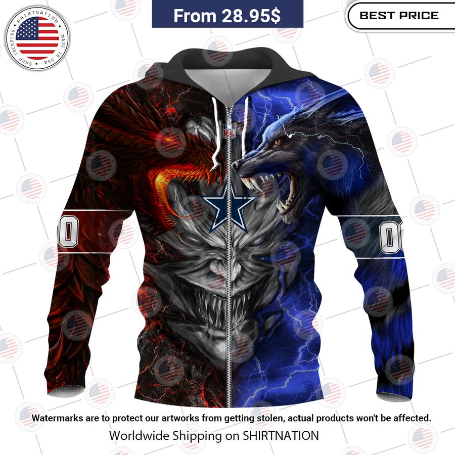 HOT Dallas Cowboys Demon Face Wolf Dragon Shirt Eye soothing picture dear