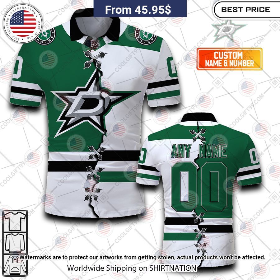 HOT Dallas Stars Mix Home Away Jersey Polo Shirt Rocking picture