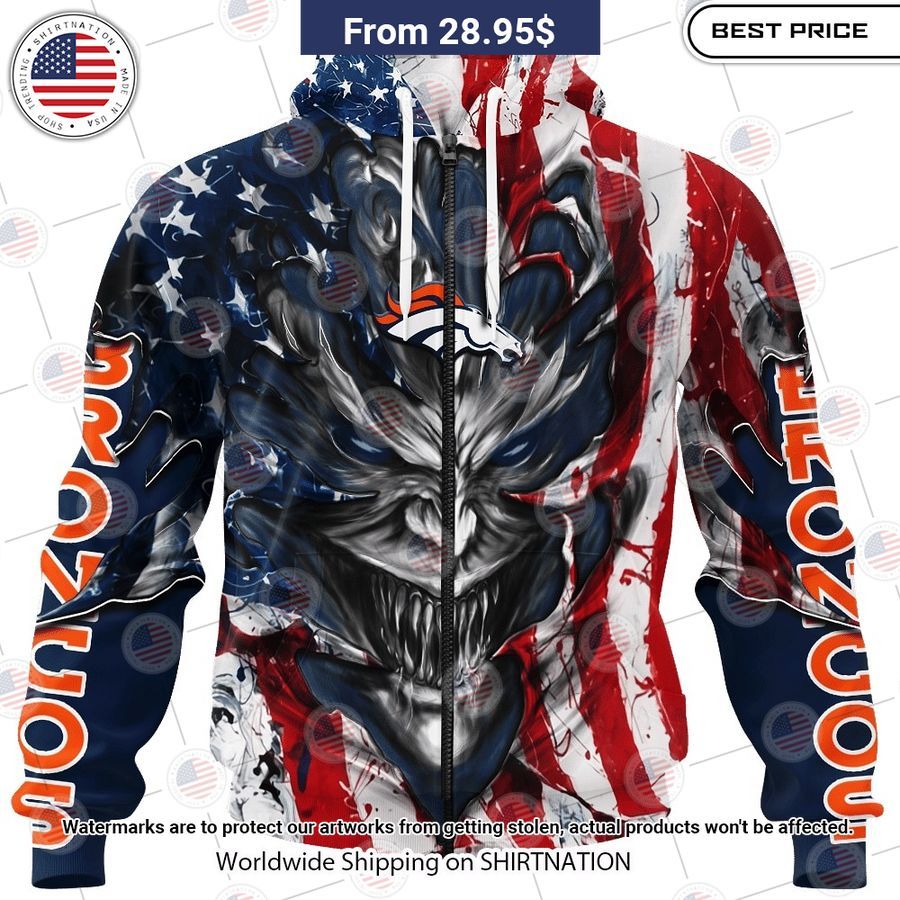 HOT Denver Broncos Demon Face US Flag Shirt You tried editing this time?