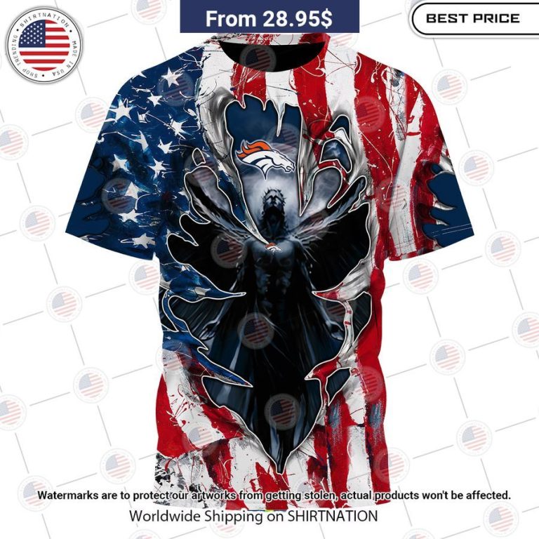 HOT Denver Broncos US Flag Angel Shirt Lovely smile