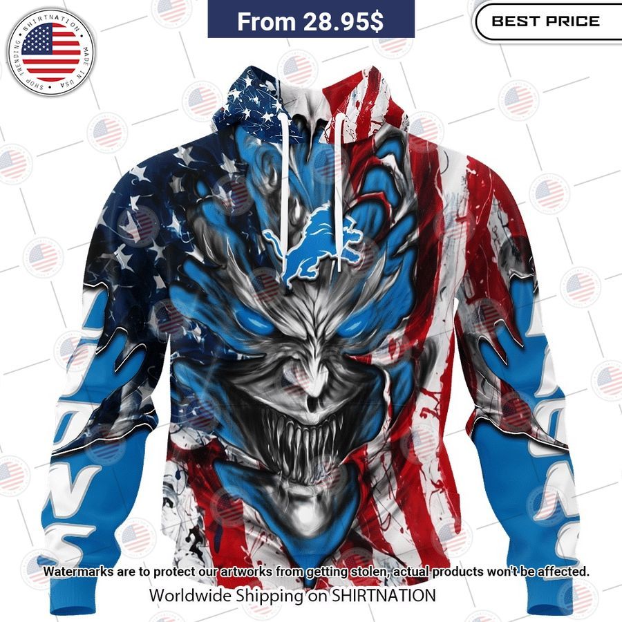 HOT Detroit Lions Demon Face US Flag Shirt Have you joined a gymnasium?