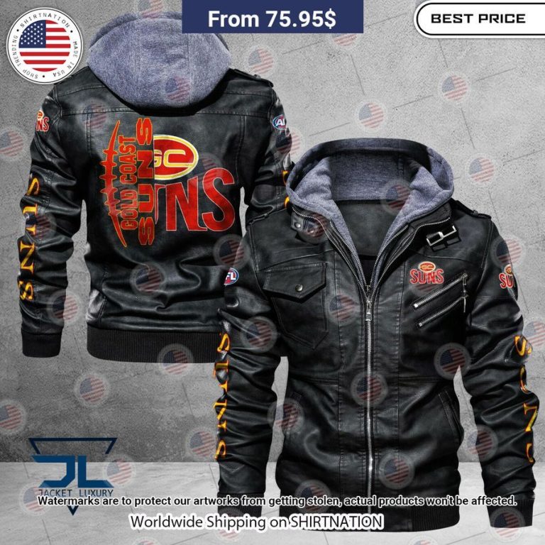 HOT Gold Coast Suns Leather Jacket Bless this holy soul, looking so cute