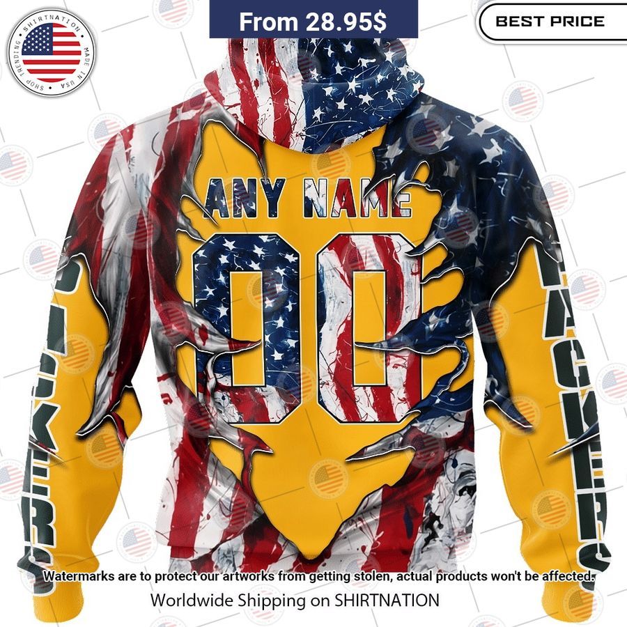 HOT Green Bay Packers Demon Face US Flag Shirt Cool look bro