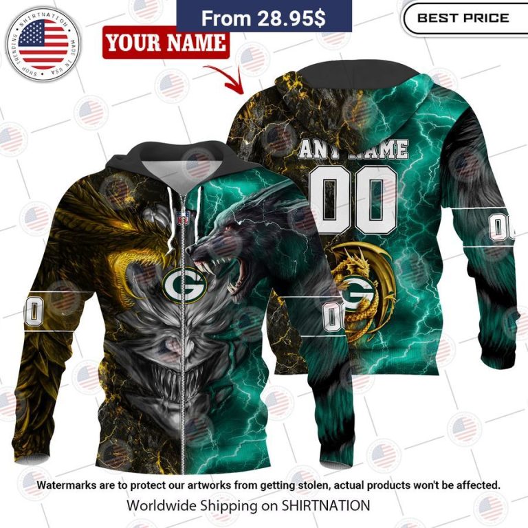 HOT Green Bay Packers Demon Face Wolf Dragon Shirt Lovely smile