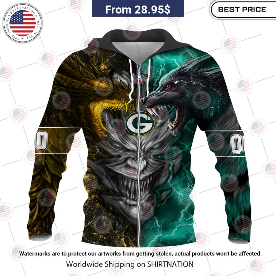 HOT Green Bay Packers Demon Face Wolf Dragon Shirt Good click
