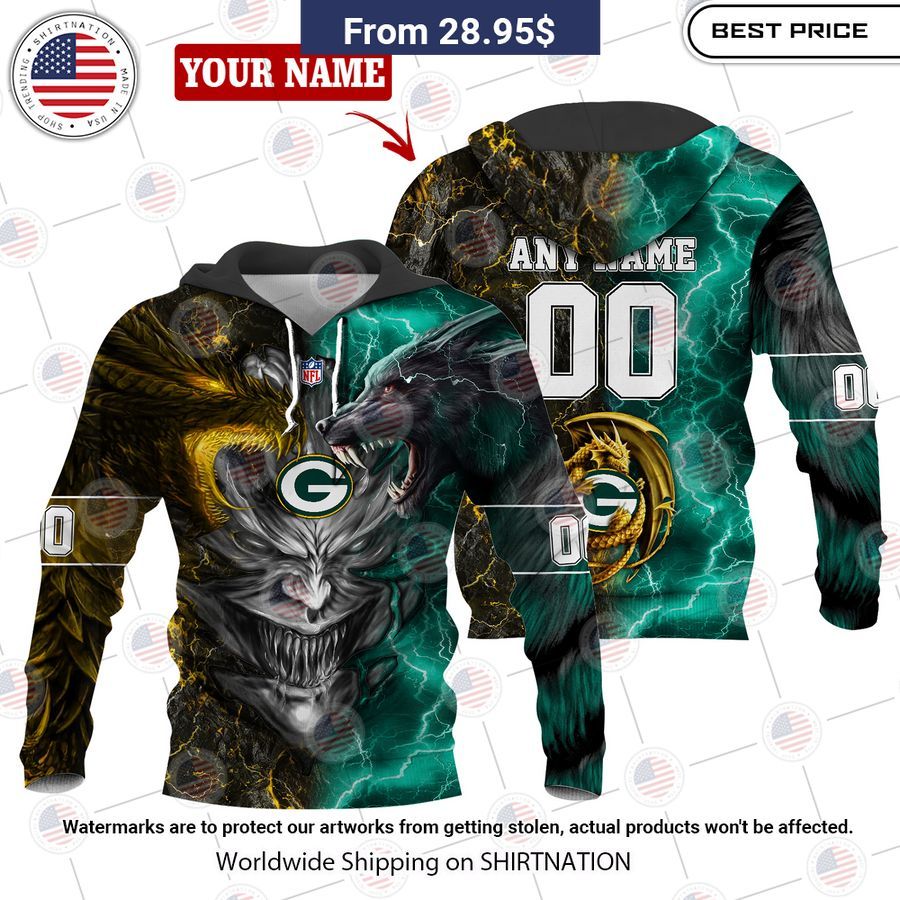 HOT Green Bay Packers Demon Face Wolf Dragon Shirt Great, I liked it
