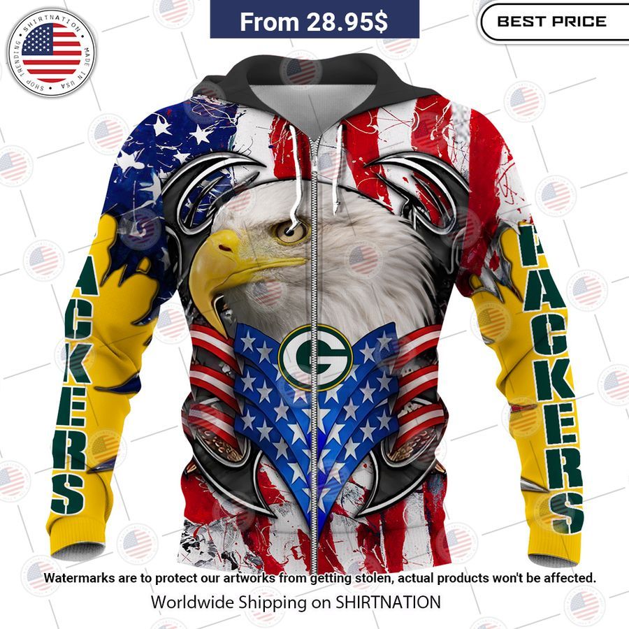 HOT Green Bay Packers US Flag Eagle Shirt Natural and awesome
