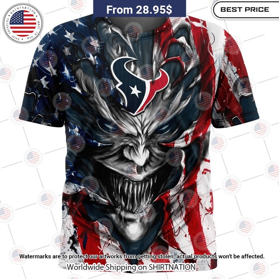 HOT Houston Texans Demon Face US Flag Shirt Eye soothing picture dear