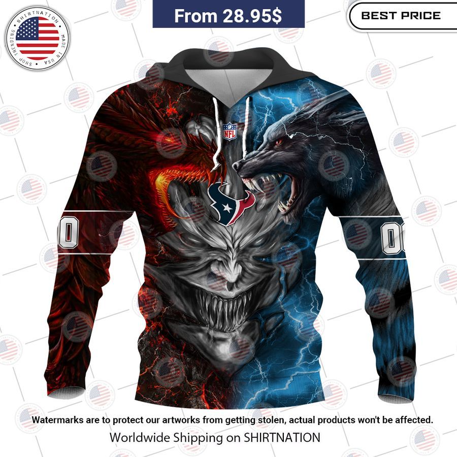 HOT Houston Texans Demon Face Wolf Dragon Shirt Natural and awesome