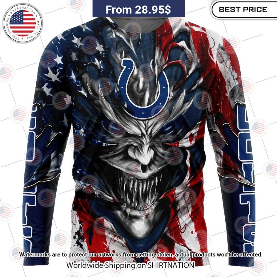 HOT Indianapolis Colts Demon Face US Flag Shirt Awesome Pic guys