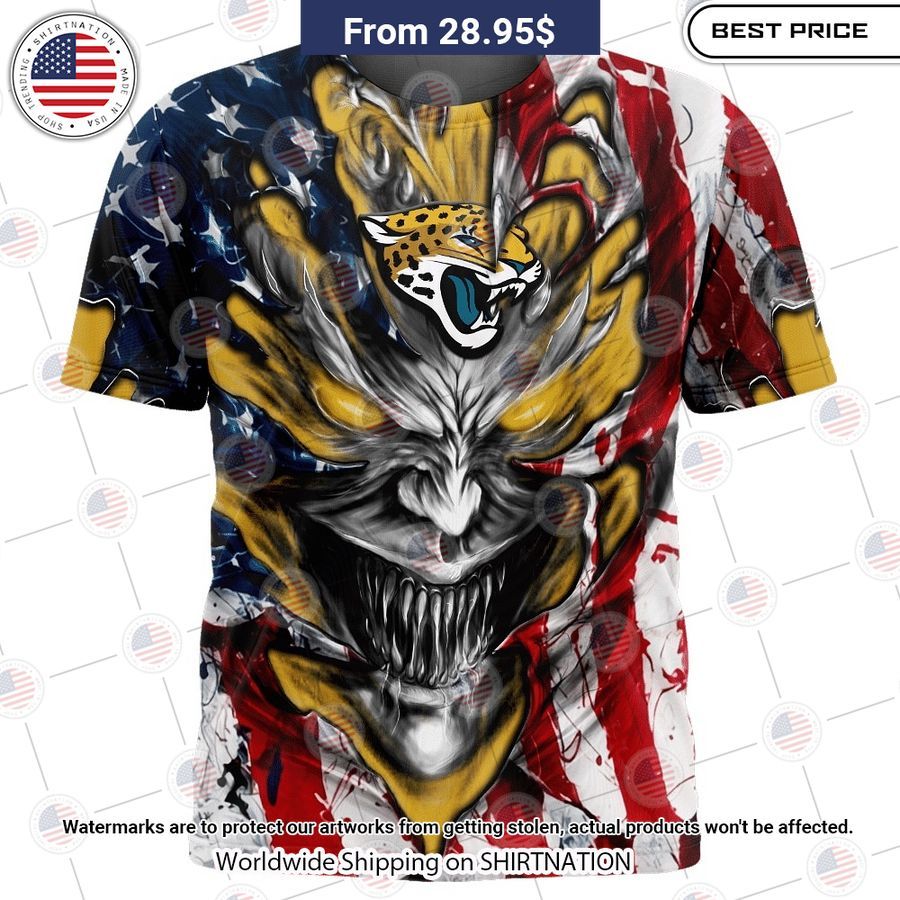 HOT Jacksonville Jaguars Demon Face US Flag Shirt Amazing Pic