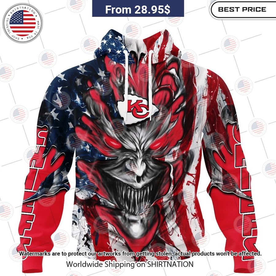 HOT Kansas City Chiefs Demon Face US Flag Shirt I am in love with your dress
