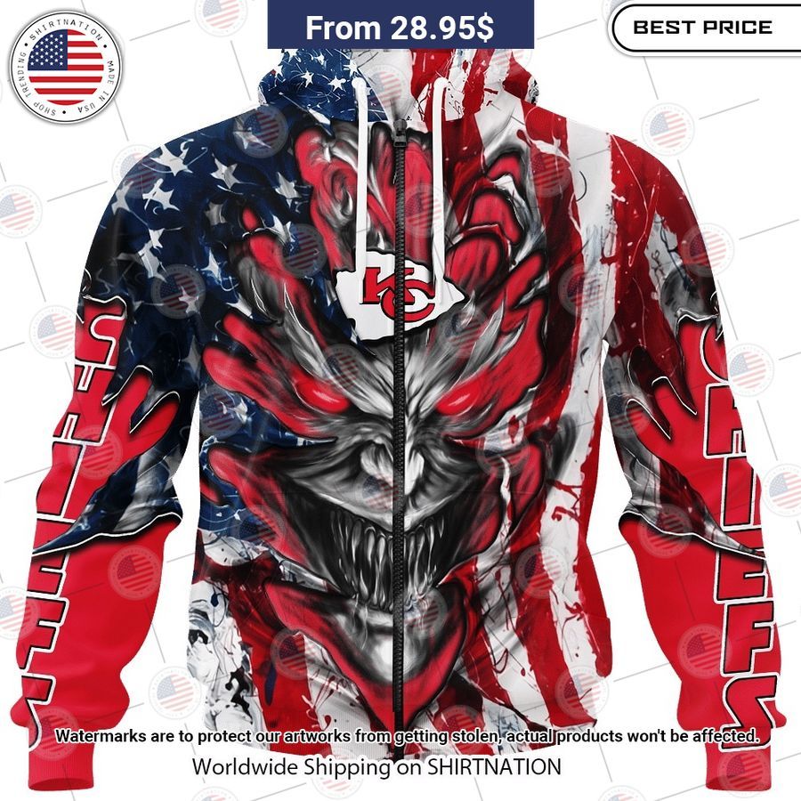 HOT Kansas City Chiefs Demon Face US Flag Shirt Best click of yours
