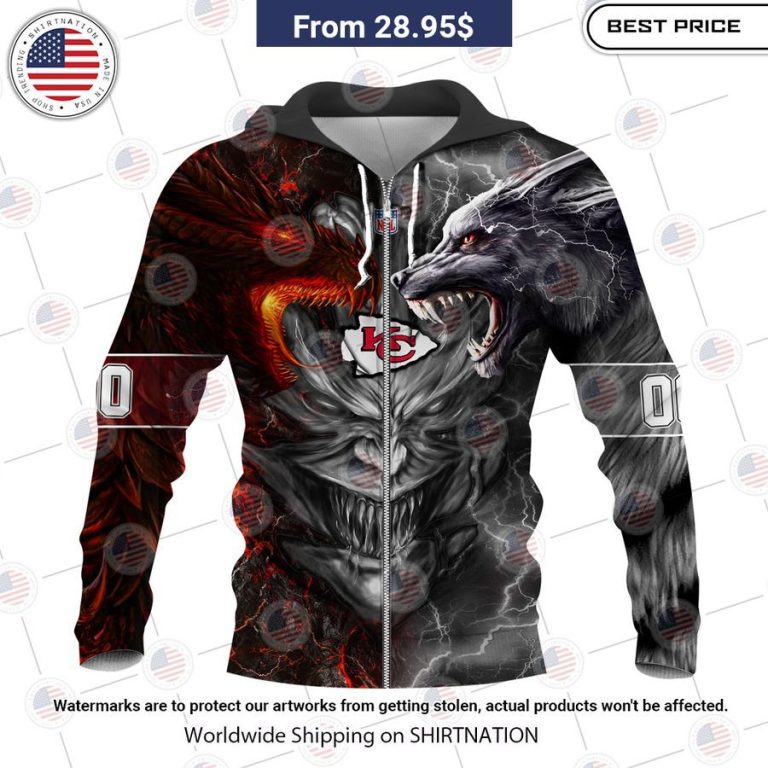 HOT Kansas City Chiefs Demon Face Wolf Dragon Shirt Best couple on earth