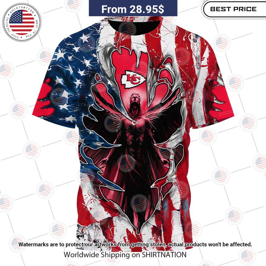 HOT Kansas City Chiefs US Flag Angel Shirt Which place is this bro?