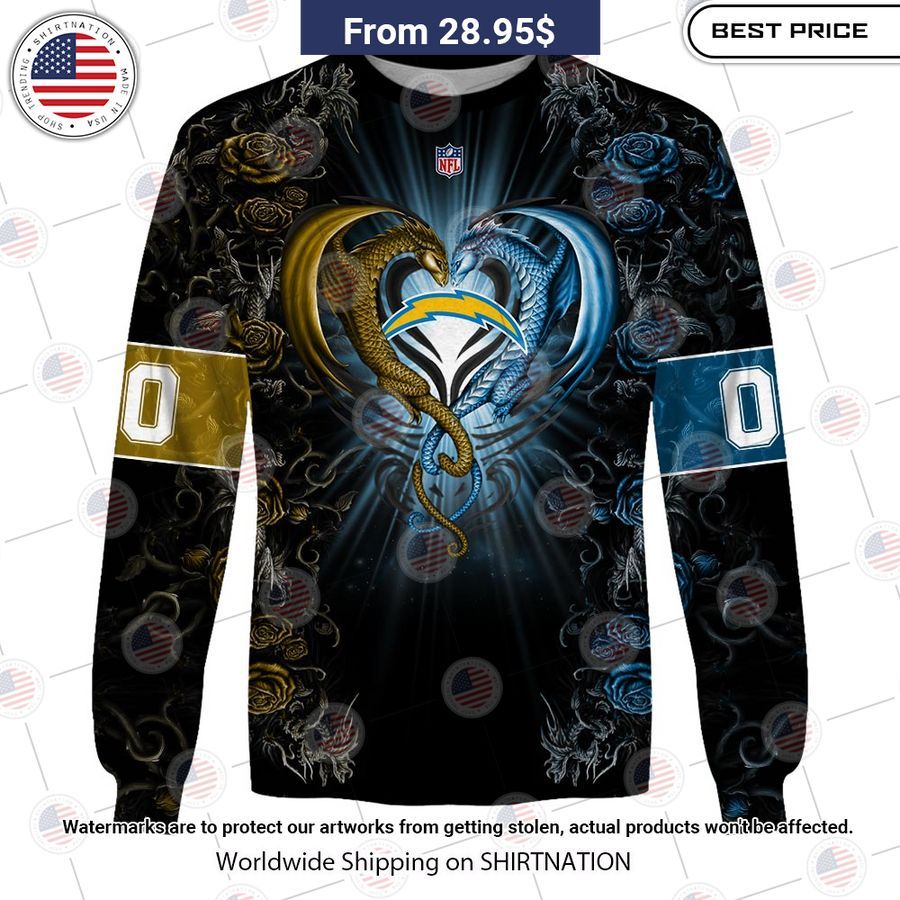 HOT Los Angeles Chargers Dragon Rose Shirt Radiant and glowing Pic dear