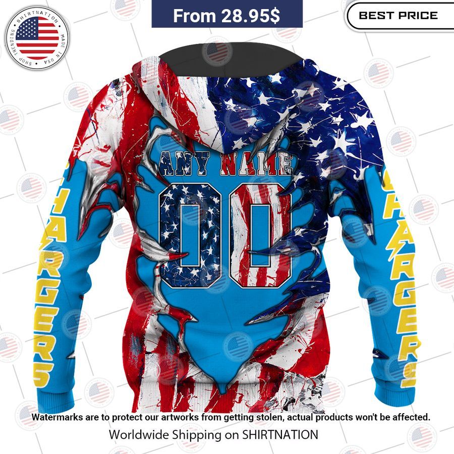 HOT Los Angeles Chargers US Flag Angel Shirt Wow! This is gracious