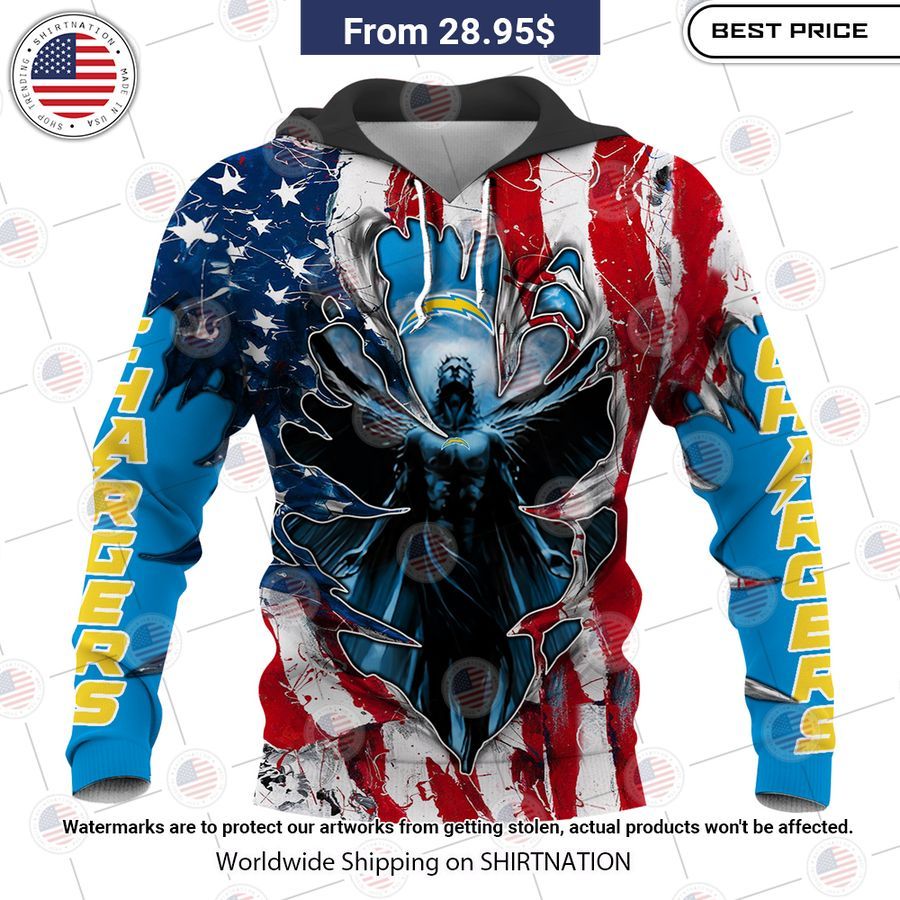 HOT Los Angeles Chargers US Flag Angel Shirt Generous look