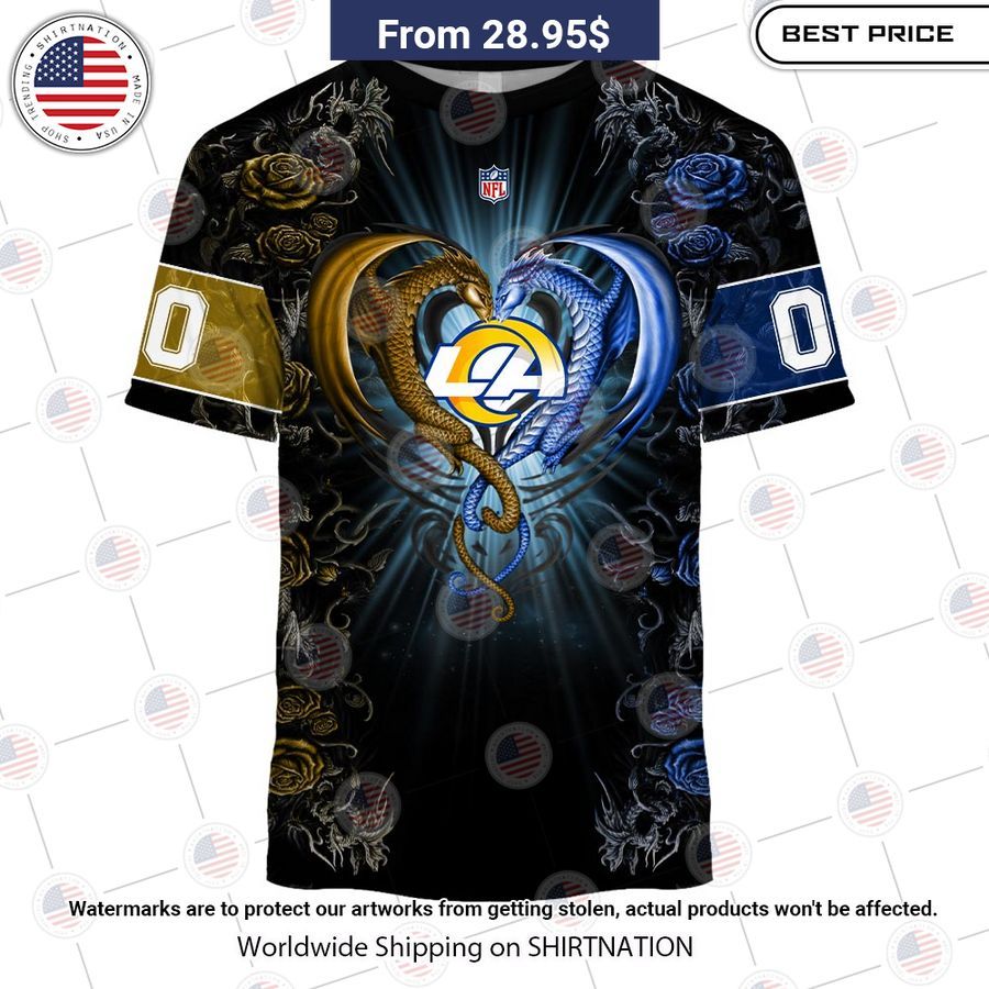 HOT Los Angeles Rams Dragon Rose Shirt Such a charming picture.