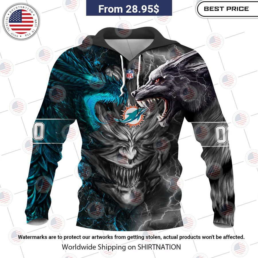 HOT Miami Dolphins Demon Face Wolf Dragon Shirt This place looks exotic.