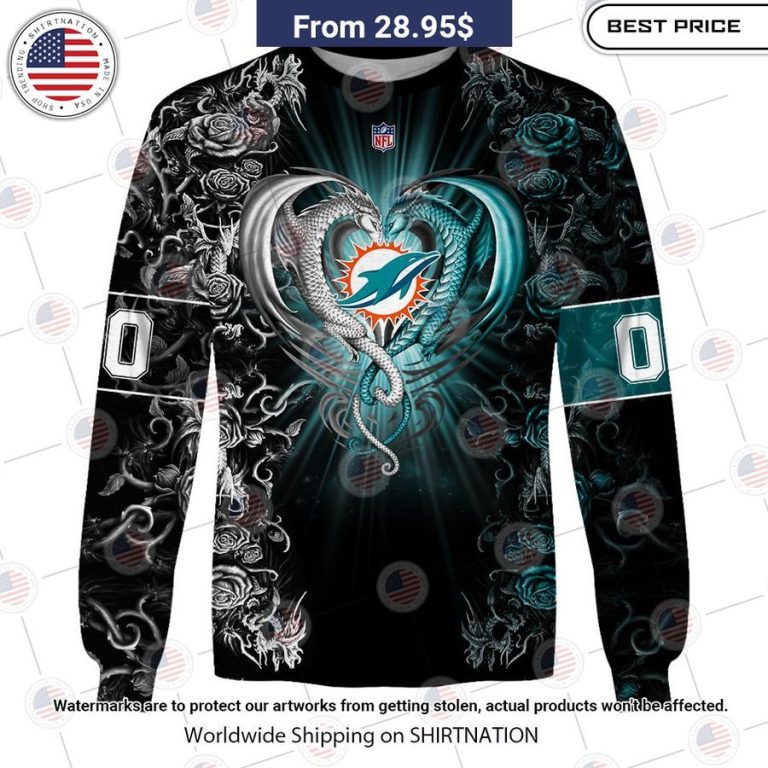 HOT Miami Dolphins Dragon Rose Shirt Rocking picture