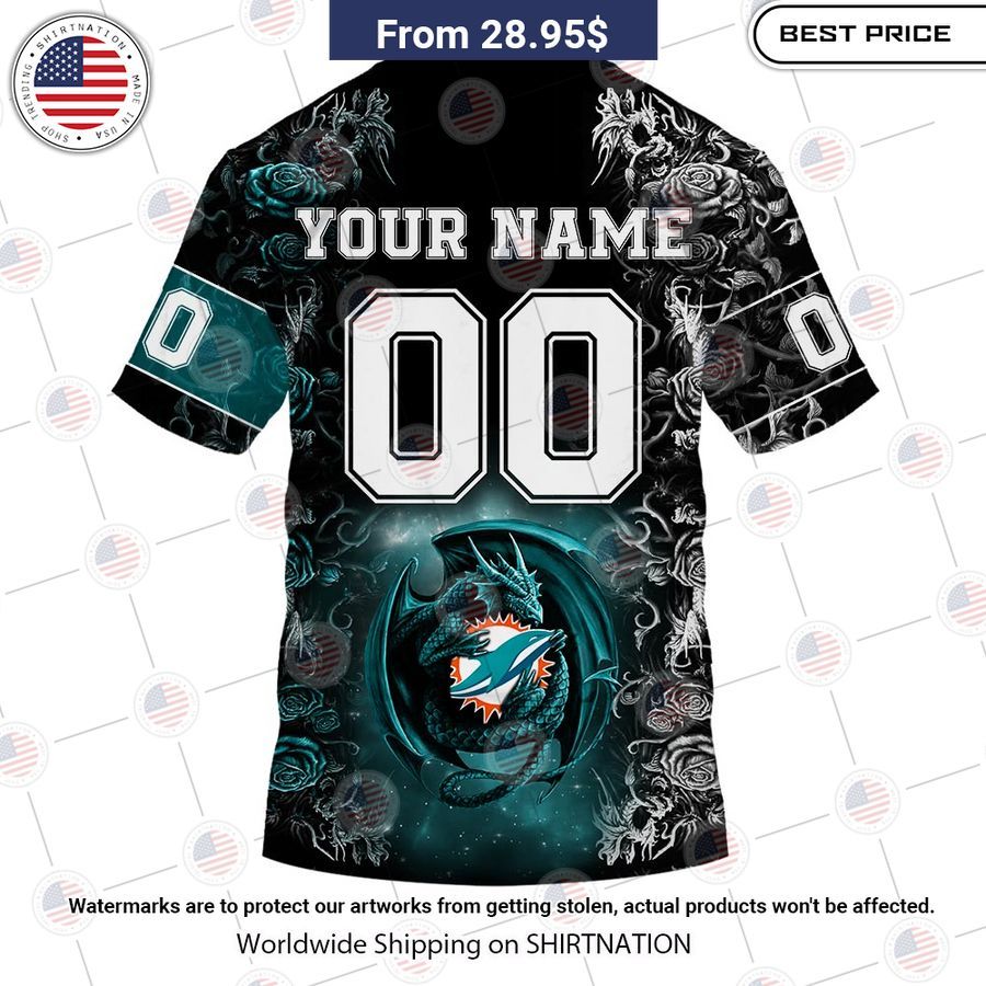 HOT Miami Dolphins Dragon Rose Shirt Eye soothing picture dear