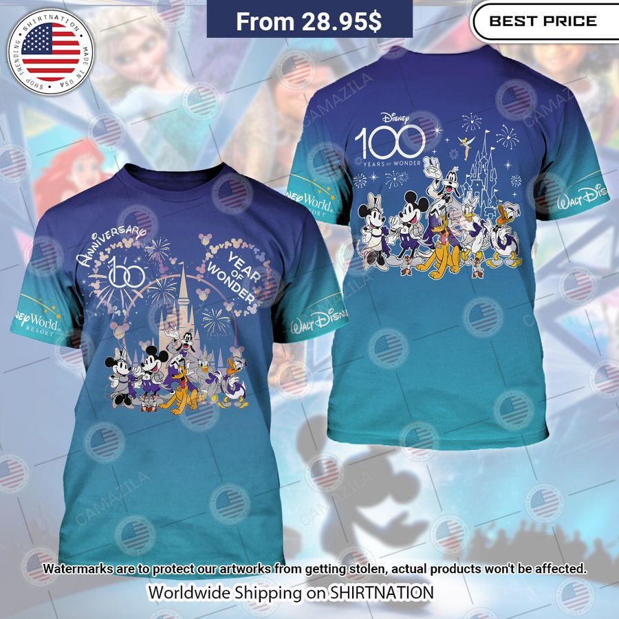 HOT Mickey Minnie Pluto Goofy Donald Daisy Disney Anniversary 100 Years Shirt