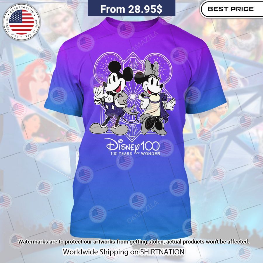 HOT Mickey Mouse Minnie Mouse Disney 100 Years of Wonder Shirt Wow, cute pie
