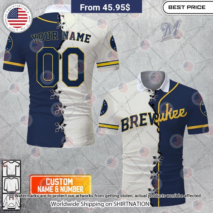 HOT Milwaukee Brewers Mix Home Away Jersey Polo Shirt Best couple on earth