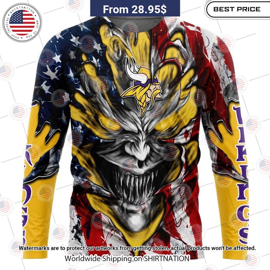 HOT Minnesota Vikings Demon Face US Flag Shirt Have you joined a gymnasium?