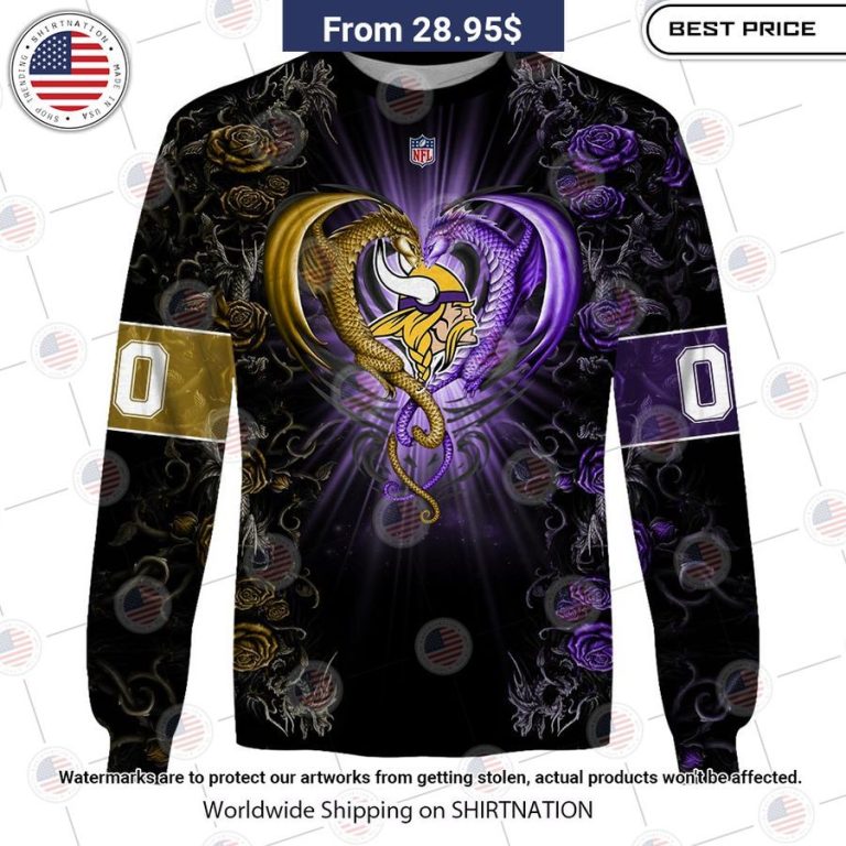 HOT Minnesota Vikings Dragon Rose Shirt Radiant and glowing Pic dear