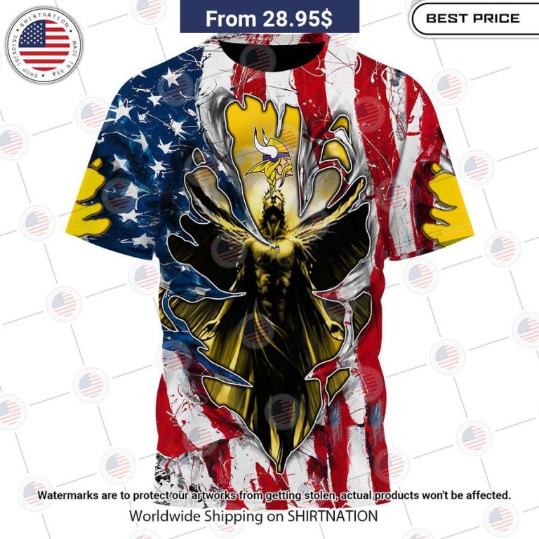 HOT Minnesota Vikings US Flag Angel Shirt Pic of the century