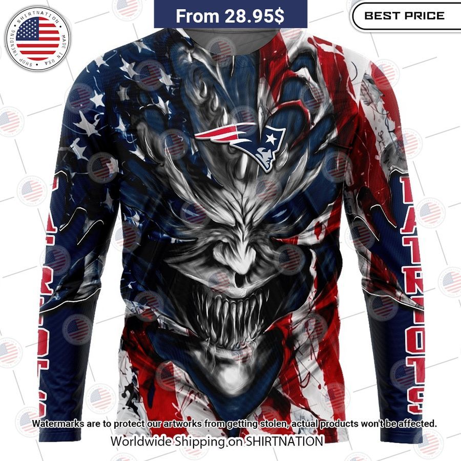 HOT New England Patriots Demon Face US Flag Shirt Nice photo dude