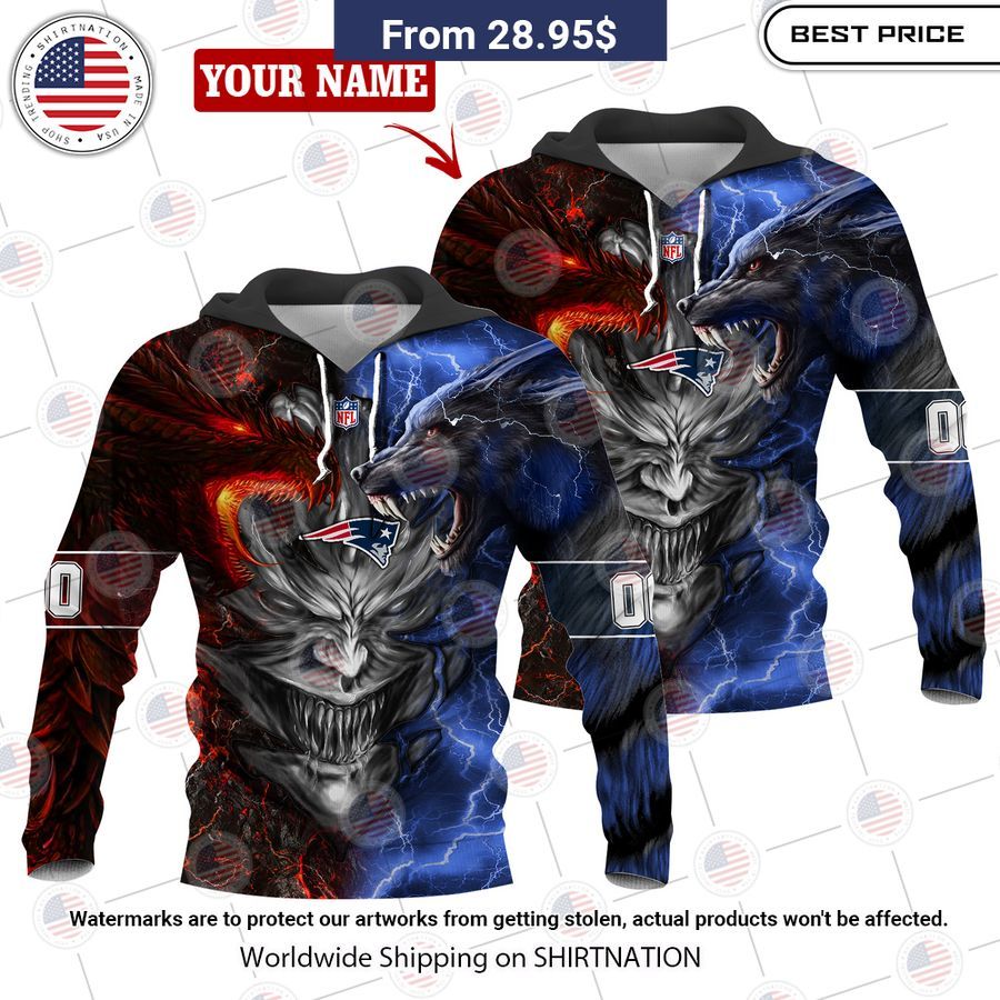 HOT New England Patriots Demon Face Wolf Dragon Shirt You look too weak