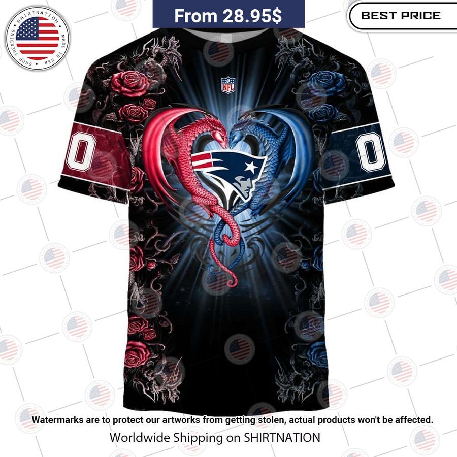 HOT New England Patriots Dragon Rose Shirt Wow, cute pie