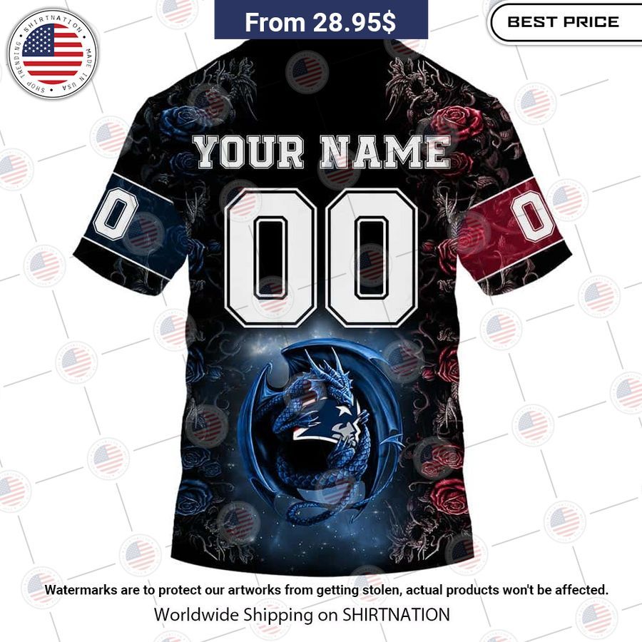 HOT New England Patriots Dragon Rose Shirt Cutting dash
