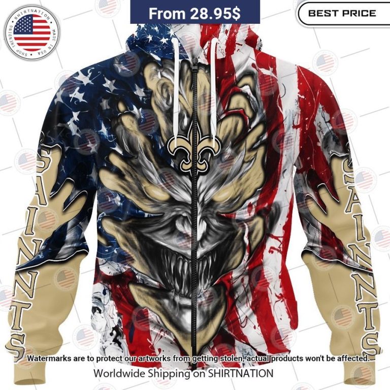 HOT New Orleans Saints Demon Face US Flag Shirt This place looks exotic.